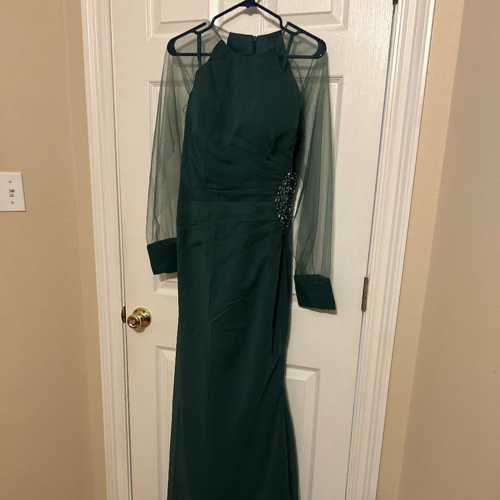 dark green evening gown